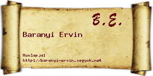 Baranyi Ervin névjegykártya